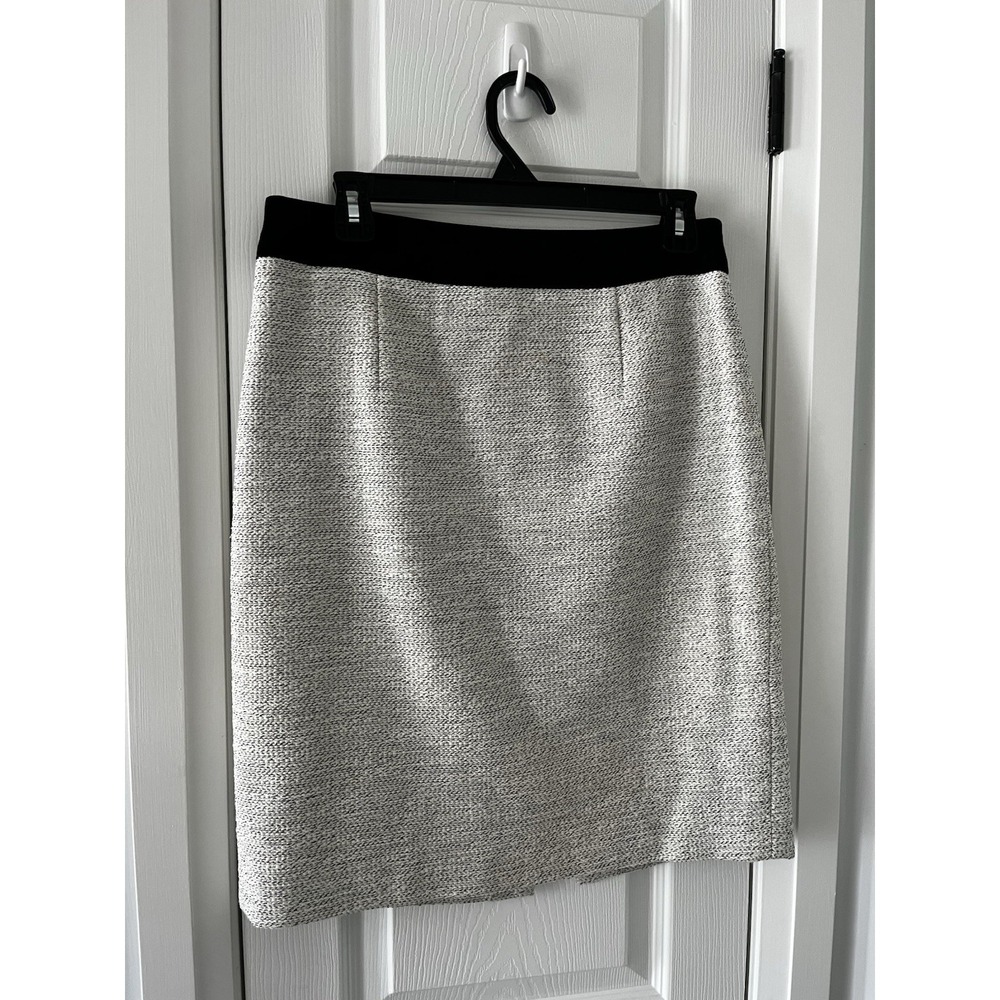 Gray Banana Republic Pencil Skirt Black Contrast Waistband Tailored Fit Size 4